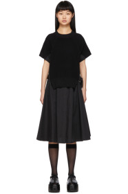 Sacai - Robe noire Knit Panel