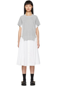 Sacai - Robe blanche Knit Panel