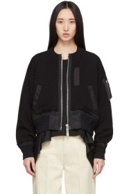 Sacai - Black Knit Combo Bomber Jacket