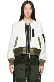 Sacai - 灰白色 Knit Combo 飞行员夹克