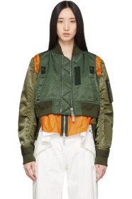 Sacai - Blouson aviateur kaki Combo MA-1