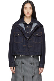 Sacai - Blouson en denim bleu Double Layer
