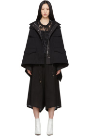 Sacai - Blouson à dos drapé noir