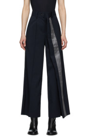 Sacai - Navy Wool Asymmetrical Suiting Trousers