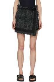 Sacai - Jupe-short en tweed de laine noire Summer