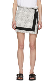 Sacai - Jupe-short en tweed de laine blanche
