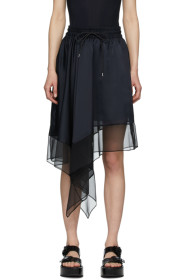 Sacai - Black Chiffon Asymmetric Skirt