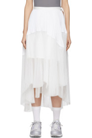 Sacai - White Pleated Wrap Skirt