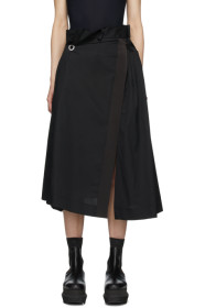Sacai - Black Poplin Gathered Waist Skirt