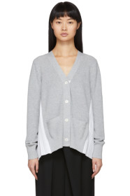 Sacai - Grey Knit Pleats Cardigan