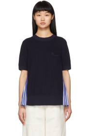 Sacai - Navy Striped Knit Pullover