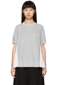 Sacai - Grey & White Knit Pullover Sweater