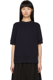 Sacai - Navy Chiffon Hem Sweatshirt