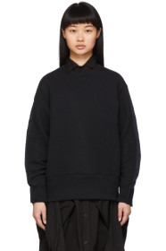Sacai - Pull molletonné noir et bleu marine Shirt