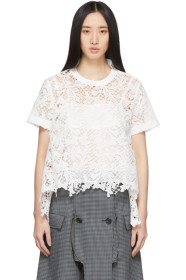 Sacai - White Embroidered Lace Top