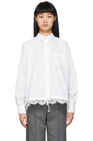 Sacai - Chemise à ourlet en dentelle blanche