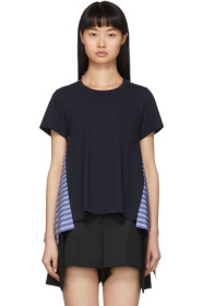 Sacai - Navy Poplin T-Shirt