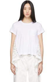 Sacai - White Embroidered Lace Back T-Shirt