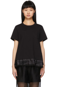 Sacai - Black Lace Ruffle T-Shirt