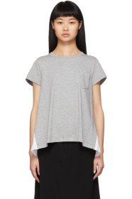 Sacai - Grey Pleated Panel T-Shirt