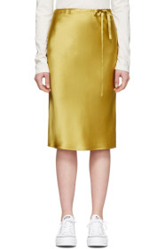 6397 - Gold Silk Drawstring Skirt