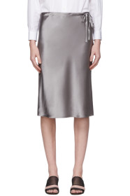 6397 - Grey Silk Drawstring Skirt