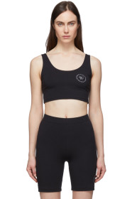 Sporty & Rich - Black 'Wellness' Cropped Tank Top