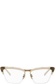 Gucci - Off-White & Bronze Half-Rim Cat-Eye Glasses