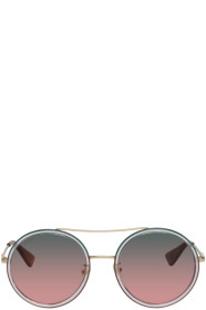 Gucci - Gold Round Gradient Sunglasses