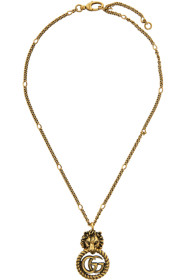 Gucci - Gold Double G Lion Head Necklace