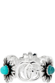 Gucci - Silver Interlocking G Flower Marmont Ring
