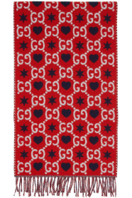 Gucci - Red GG Hearts Scarf