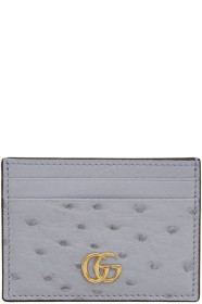 Gucci - Blue Small Ostrich Marmont Card Holder