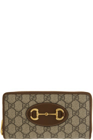 Gucci - Beige & Brown GG Supreme 'Gucci 1955' Horsebit Zip Around Wallet