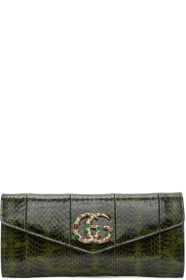 Gucci - 绿色 Broadway 蛇皮手拿包