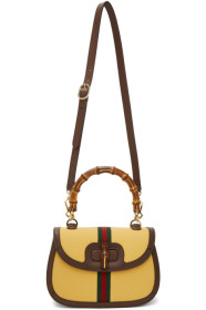 Gucci - Yellow & Brown Bamboo Top Handle Bag