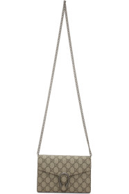 Gucci - Sac portefeuille à chaîne beige et rouge GG Dionysus