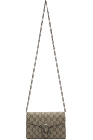 Gucci - Sac portefeuille à chaîne beige GG Supreme Dionysus