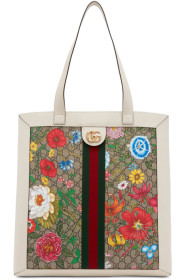 Gucci - ホワイト & マルチカラー GG オフィディア フローラ トート