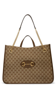 Gucci - 驼色 1955 GG Supreme 马衔扣托特包