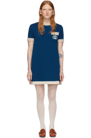 Gucci - Blue Wool GG Dress