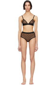 Gucci - Ensemble de lingerie en tulle noir GG