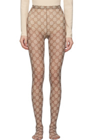 Gucci - Collant beige et brun GG