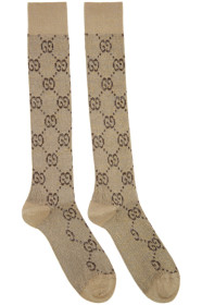 Gucci - ベージュ & ブラウン GG スプリーム ソックス
