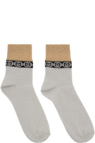 Gucci - シルバー & ゴールド インターロッキング G ソックス