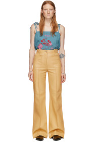 Gucci - Yellow Leather Flare Trousers