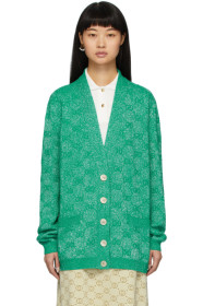 Gucci - Green Lurex Interlocking G Cardigan