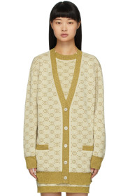 Gucci - Gold & Beige Lurex Interlocking G Cardigan