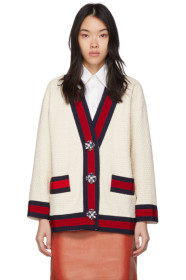 Gucci - Off-White Tweed Oversized Cardigan