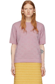 Gucci - Pink Lurex Interlocking G Short Sleeve Sweater